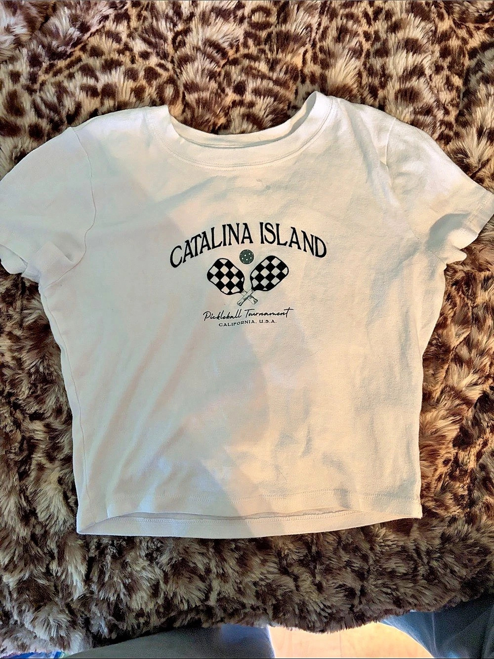Hollister Catalina Island Pickleball Graphic Baby Tee White Small